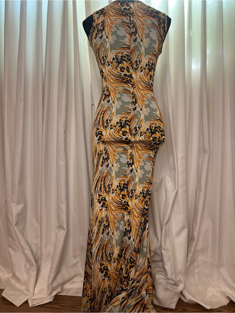 Chico's Gold and Black Animal Print Sleeveless Maxi Dress - Picture 3 of 4